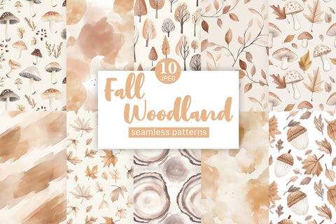 Fall Woodland Papers | Autumn Pattern Bundle Digital Pattern GlamArtZhanna 