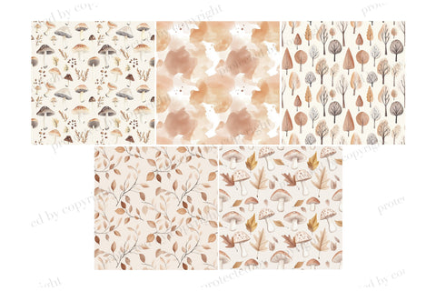Fall Woodland Papers | Autumn Pattern Bundle Digital Pattern GlamArtZhanna 