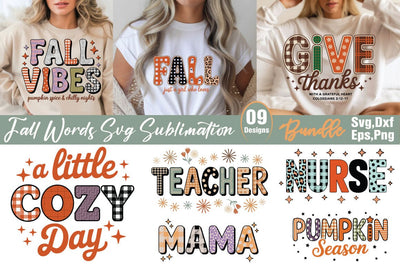 Fall Words Svg Sublimation Bundle SVG Angelina750 