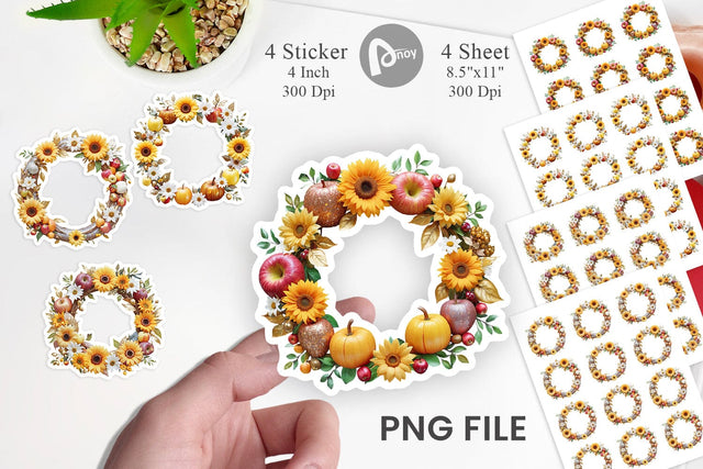 Fall Wreath Sticker Sublimation artnoy 