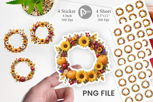 Fall Wreath Sticker Sublimation artnoy 