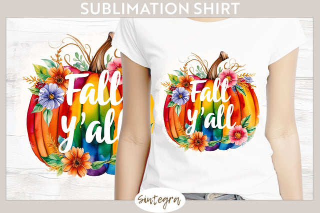 Fall Y'all Pumpkin v2 T-shirt Sublimation Sublimation Sintegra 