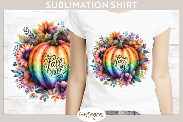 Fall Y'all Pumpkin v5 T-shirt Sublimation Sublimation Sintegra 