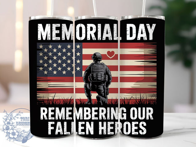Fallen Heroes Flag 20oz Tumbler, Fallen Heroes Tribute, US Flag Design, Patriotic Tumbler Wrap, Sublimation Design, 20oz Tumbler, American Pride Sublimation ToriDesigns 