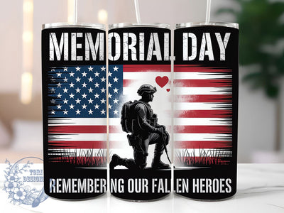 Fallen Heroes Flag 20oz Tumbler, Fallen Heroes Tribute, US Flag Design, Patriotic Tumbler Wrap, Sublimation Design, 20oz Tumbler, American Pride Sublimation ToriDesigns 