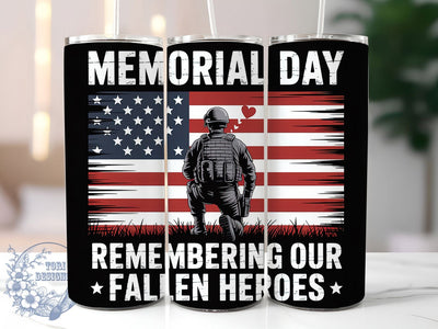 Fallen Heroes Flag 20oz Tumbler, Fallen Heroes Tribute, US Flag Design, Patriotic Tumbler Wrap, Sublimation Design, 20oz Tumbler, American Pride Sublimation ToriDesigns 