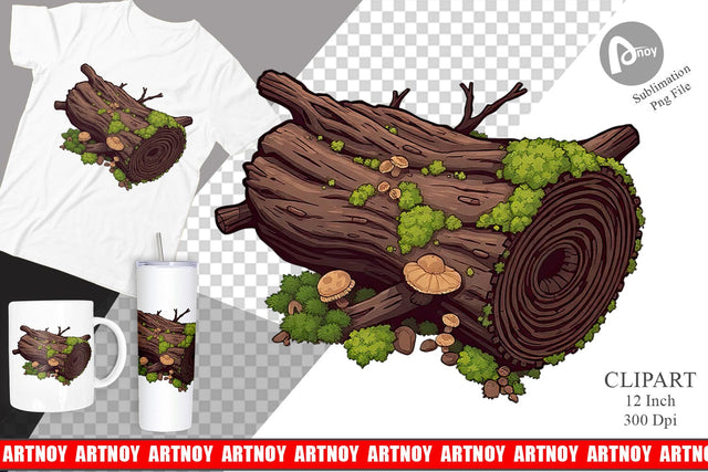 Fallen Log Clipart Sublimation artnoy 