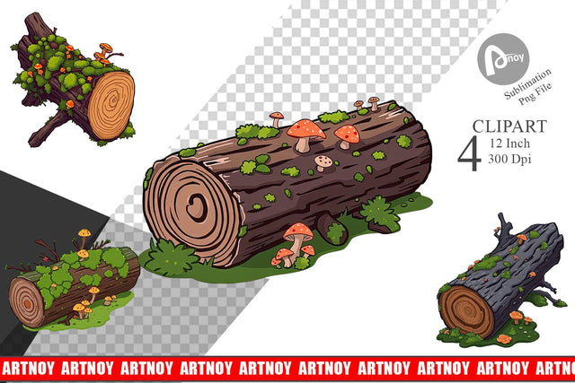 Fallen Log Clipart Sublimation artnoy 