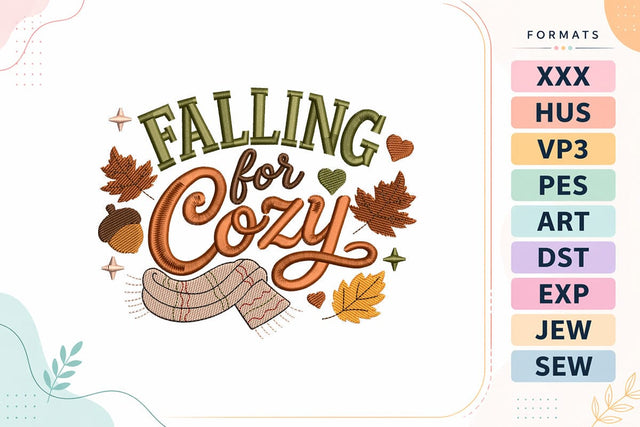 Falling For Cozy Autumn Machine Embroidery Design Embroidery/Applique DESIGNS sg embroidery 