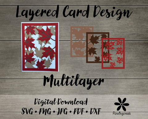 Falling Leaves 3D Layered Greeting Card SVG Cut File 3D Paper Flowingcreek 