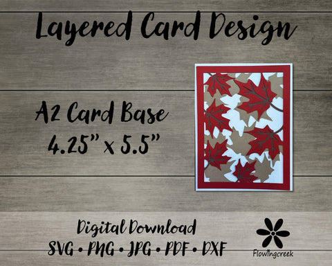 Falling Leaves 3D Layered Greeting Card SVG Cut File 3D Paper Flowingcreek 