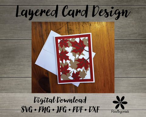 Falling Leaves 3D Layered Greeting Card SVG Cut File 3D Paper Flowingcreek 
