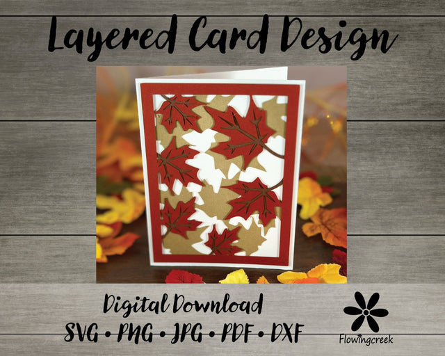 Falling Leaves 3D Layered Greeting Card SVG Cut File 3D Paper Flowingcreek 