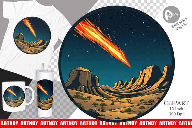 Falling Meteor Clipart Sublimation artnoy 