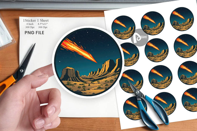 Falling Meteor Sticker Sublimation artnoy 