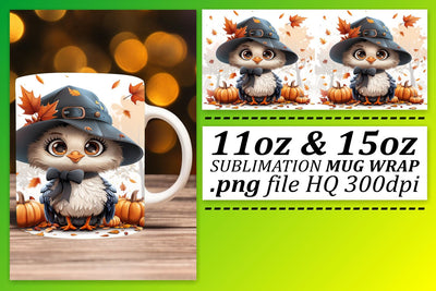 FallThemed Turkey Mug Wrap for 11oz/15oz Sublimation Sublimation afrosvg 