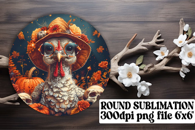 FallThemed Turkey Round Design for Sublimation PNG Sublimation afrosvg 
