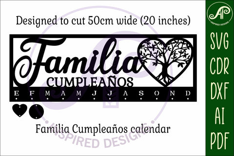 Familia Cumpleaños calendar SVG laser cut file SVG APInspireddesigns 