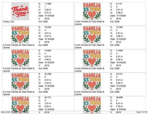 Familia Es Todo Embroidery Design – Spanish Family Machine Embroidery File, Latino Hispanic Heart Design Embroidery/Applique DESIGNS PatternFeed8 