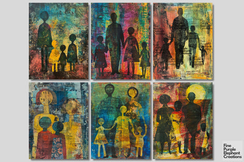 Family and Child Digital Junk Journal Kit Half Page Digital Pattern Fine Purple Elephant Creations 