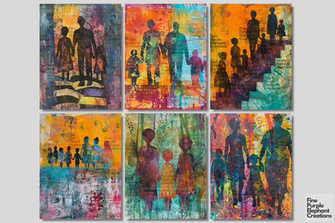 Family and Child Digital Junk Journal Kit Half Page Digital Pattern Fine Purple Elephant Creations 