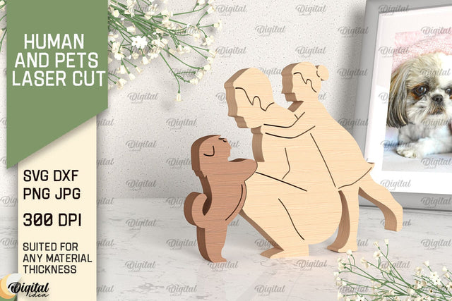 Family And Dog Laser Cut. Wooden Figurine SVG SVG Evgenyia Guschina 