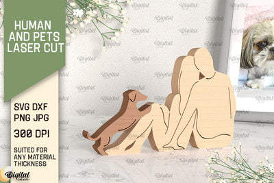 Family And Dog Laser Cut. Wooden Figurine SVG SVG Evgenyia Guschina 
