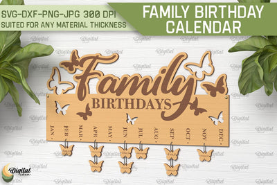 Family Birthday Calendar SVG. Birthday Laser Cut SVG Evgenyia Guschina 