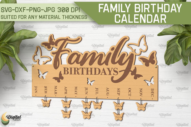 Family Birthday Calendar SVG. Birthday Laser Cut SVG Evgenyia Guschina 