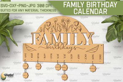 Family Birthday Calendar SVG. Birthday Laser Cut SVG Evgenyia Guschina 