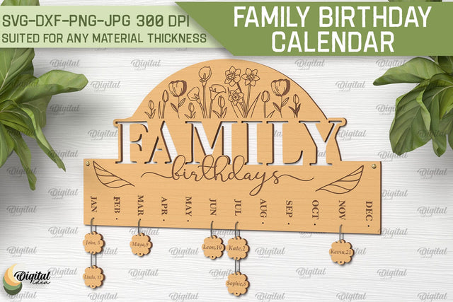 Family Birthday Calendar SVG. Birthday Laser Cut SVG Evgenyia Guschina 