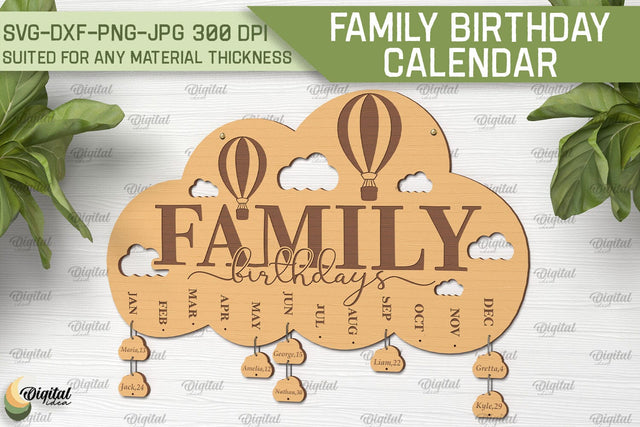 Family Birthday Calendar SVG. Birthday Laser Cut SVG Evgenyia Guschina 