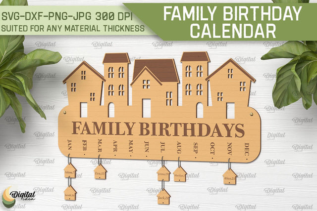 Family Birthday Calendar SVG. Birthday Laser Cut SVG Evgenyia Guschina 