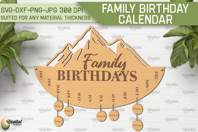 Family Birthday Calendar SVG. Birthday Laser Cut SVG Evgenyia Guschina 