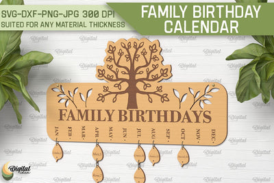 Family Birthday Calendar SVG. Birthday Laser Cut SVG Evgenyia Guschina 