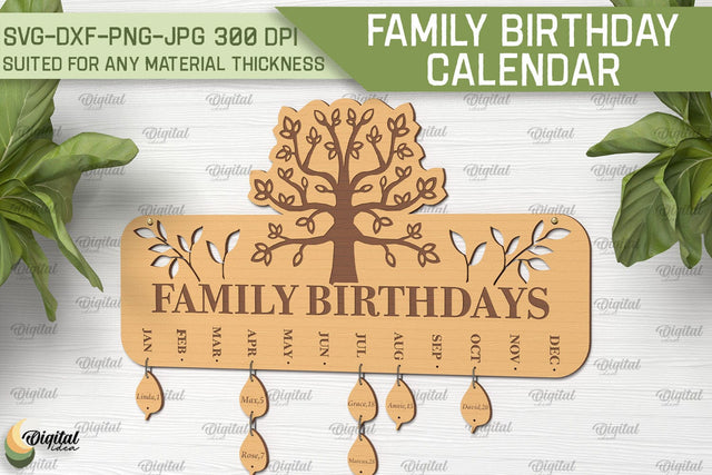 Family Birthday Calendar SVG. Birthday Laser Cut SVG Evgenyia Guschina 