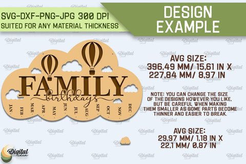 Family Birthday Calendar SVG Bundle. Birthday Laser Cut SVG Evgenyia Guschina 