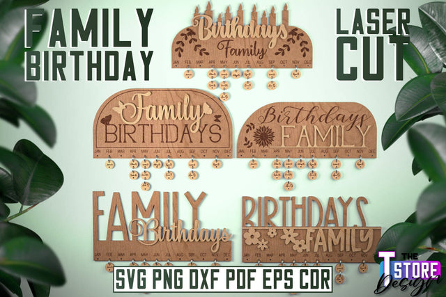 Family Birthdays Laser Cut Bundle | Wall Board Design | CNC Files SVG The T Store Design 