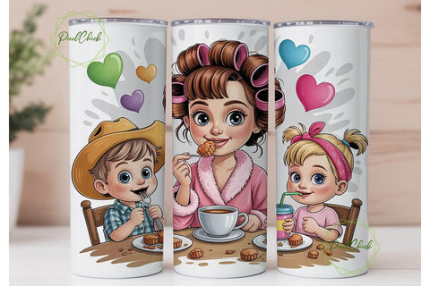 Family Breakfast Tumbler Wrap Sublimation PixelChick 