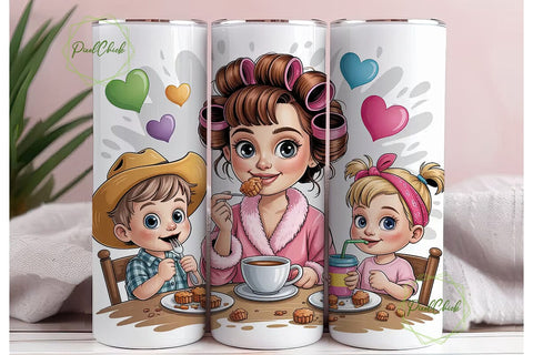 Family Breakfast Tumbler Wrap Sublimation PixelChick 
