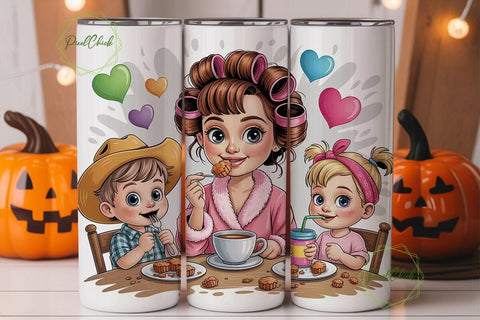 Family Breakfast Tumbler Wrap Sublimation PixelChick 