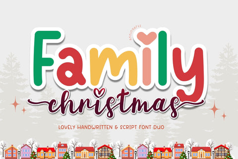 Family Christmas Font Duo Font AnningArts Design 