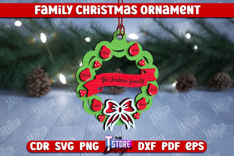Family Christmas Ornament Bundle | Christmas Gift Idea | Christmas Tree Toy | CNC Files SVG The T Store Design 