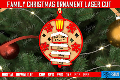 Family Christmas Ornament | Christmas Gift Idea | Christmas Tree Toy | CNC File SVG Fly Design 