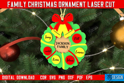 Family Christmas Ornament | Christmas Gift Idea | Christmas Tree Toy | CNC File SVG Fly Design 