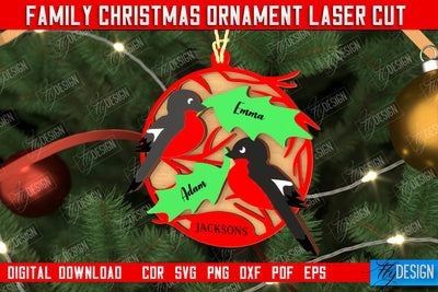 Family Christmas Ornament | Christmas Gift Idea | Christmas Tree Toy | CNC File SVG Fly Design 