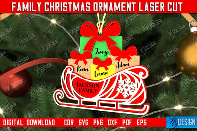 Family Christmas Ornament | Christmas Gift Idea | Christmas Tree Toy | CNC File SVG Fly Design 
