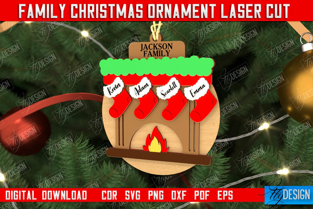 Family Christmas Ornament | Christmas Gift Idea | Christmas Tree Toy | CNC File SVG Fly Design 