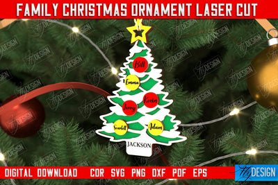 Family Christmas Ornament | Christmas Gift Idea | Christmas Tree Toy | CNC File SVG Fly Design 