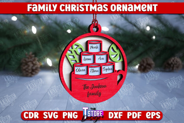 Family Christmas Ornament | Christmas Gift Idea | Christmas Tree Toy | CNC File SVG The T Store Design 